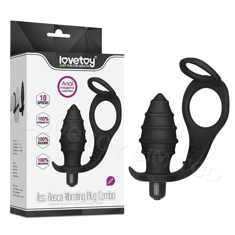 Ass-Rasca Vibrating Plug Combo Black