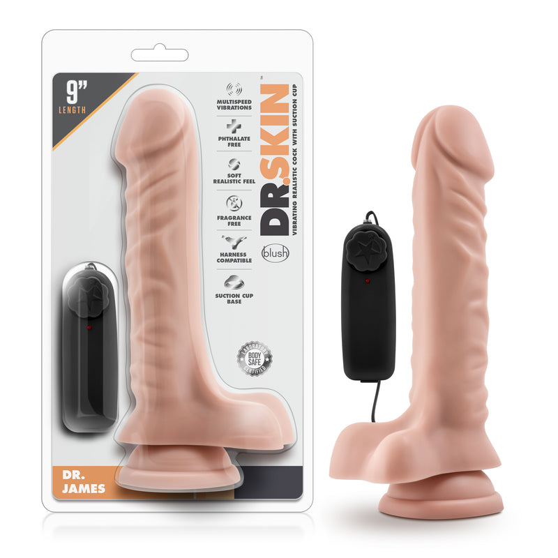 Dr Skin Dr James 9 Inch Vibrating Cock with Suction Cup Vanilla