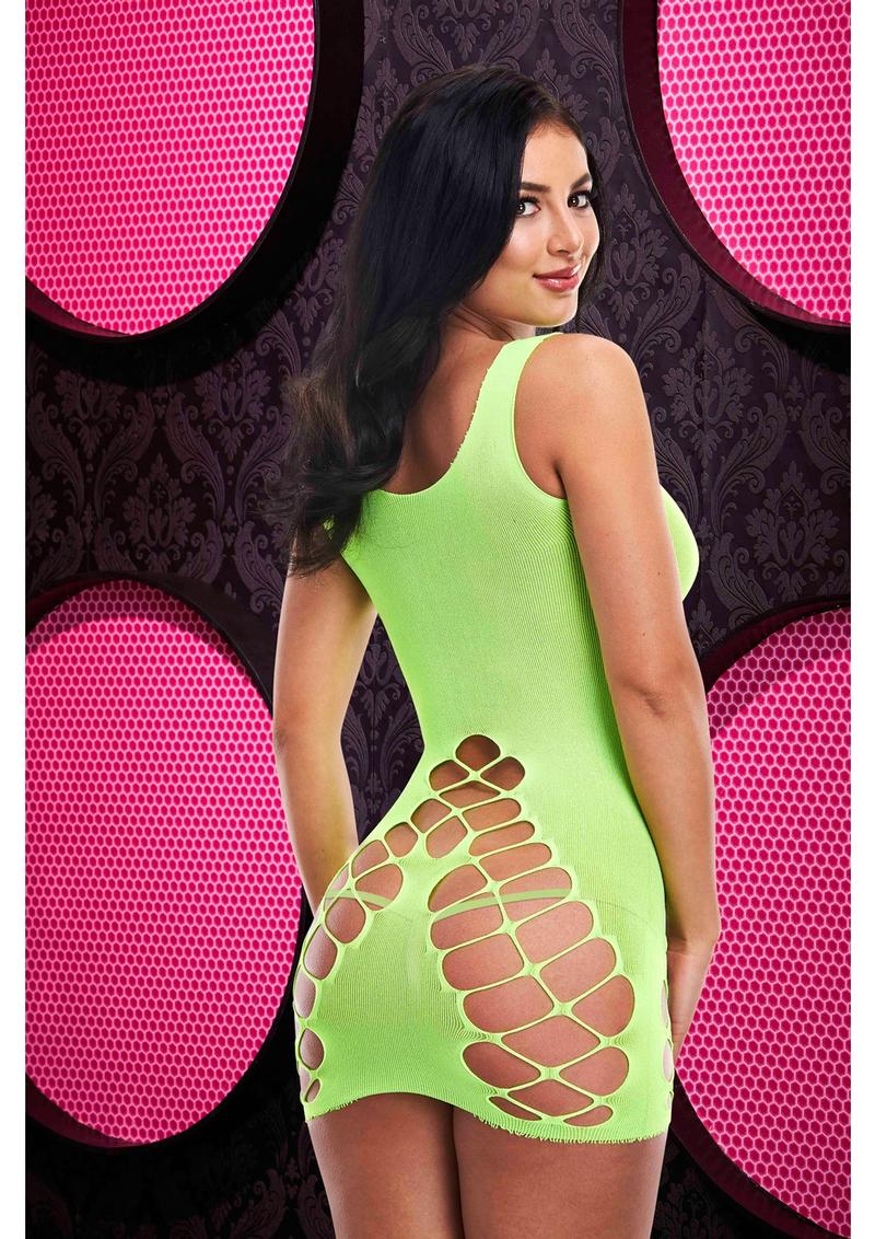 Criss Cross Mini Dress Neon Green