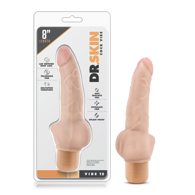 Dr Skin Cock Vibe 12 8in Vibrating Cock Beige