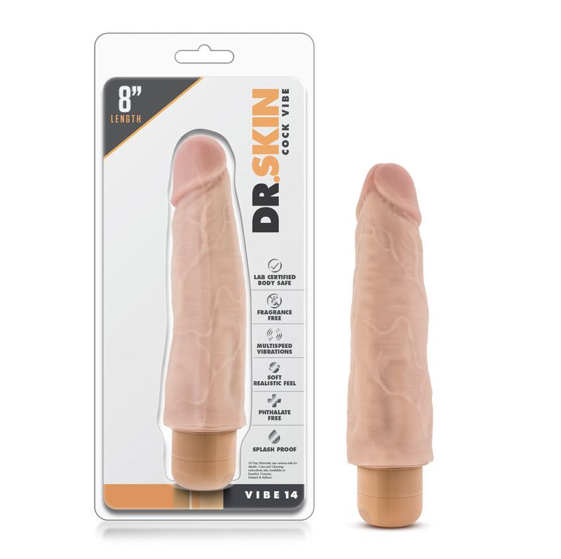 Dr Skin Cock Vibe 14 8in Vibrating Cock Beige