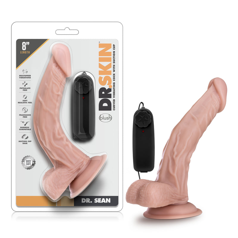 Dr Skin Dr Sean 8 Inch Vibrating Cock with Suction Cup Vanilla