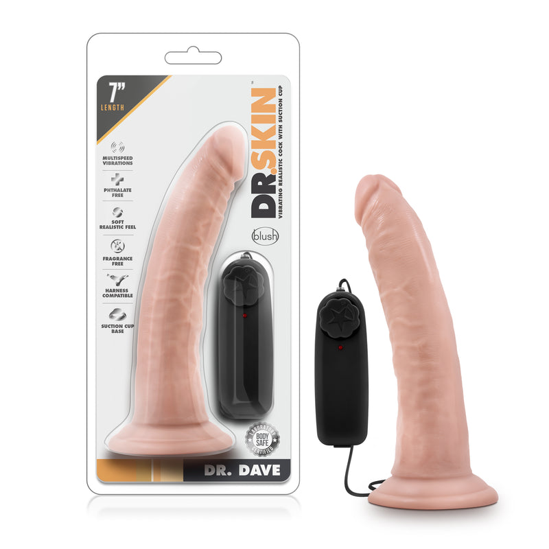 Dr Skin Dr Dave 7 Inch Vibrating Cock with Suction Cup Vanilla