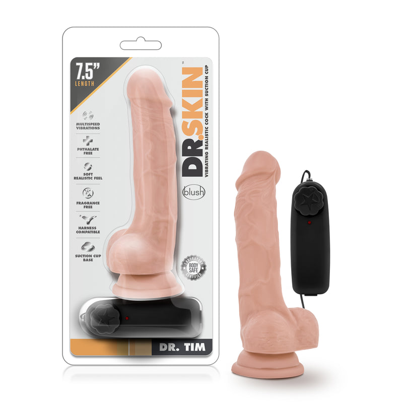 Dr Skin Dr Tim 7.5 Inch Vibrating Cock with Suction Cup Vanilla